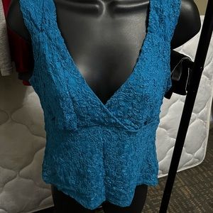 AB sleeveless V-neck blouse blue